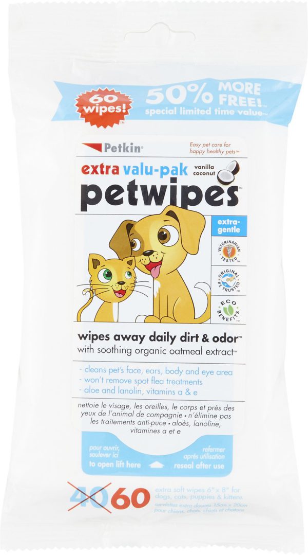 Petkin pet wipes pack of 60